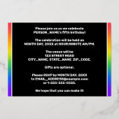 Vijfde verjaardag: Fun, kleurrijk regenboogpatroon Folie Uitnodiging (Achterkant)