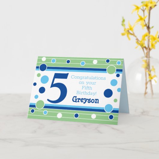 Vijfde verjaardag Gepersonaliseerde Kaart! Kaart (Gele Bloem)