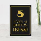 Vijfde verjaardag - Kunst Deco Geïnspireerde look Kaart (Voorkant)