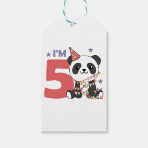 Vijfde verjaardag Panda voor kinderen 5 jaar Label Cadeaulabel