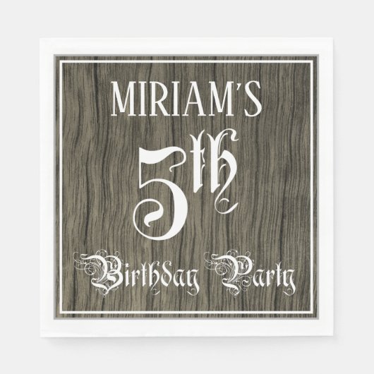 Vijfde verjaardag Partij - Fancy Manuscript, Faux Servet (Voorkant)