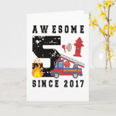Vijfde verjaardag van de gift Firefighter Boy gebo Kaart (Gele Bloem)