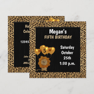 Vijfde verjaardag van de Golden Cheetah Print Kaart