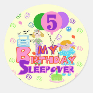 Vijfde verjaardag van de slaperigheid ronde sticker