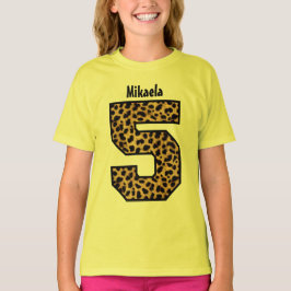 Vijfde verjaardag van het meisje LeOPARD Vijf jaar T-shirt
