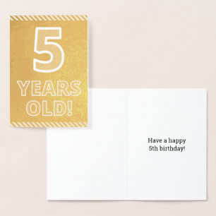 vijfde verjaardag - vette "5 JAAR OUD"! Gold Foil Folie Kaarten