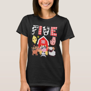 Vijfde verjaardag Vijf jaar oud thema Boerderijen T-shirt