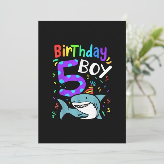 Vijfde verjaardag Vijf jaar oude haaienvangst Feestdagenkaart (Staand voorkant)