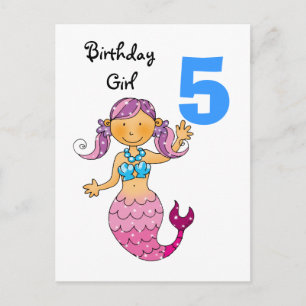 vijfde verjaardagscadeau voor een meisje, schattig briefkaart