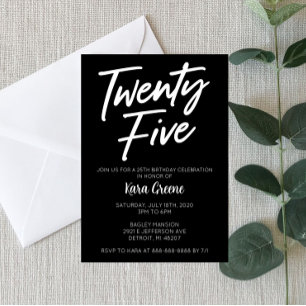 Vijfentwintig 25e verjaardag uitnodiging