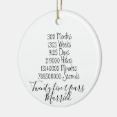 Vijfentwintig jaar getrouwd Jubileum 25e bruiloft Keramisch Ornament (Links)