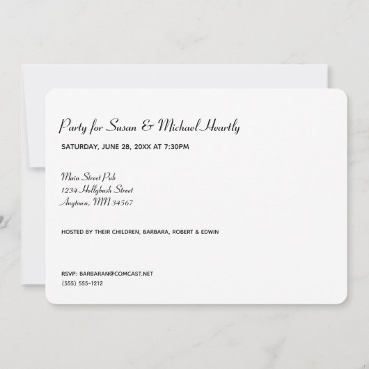 Vijfentwintig met Informatie over Achteruitnodigin Kaart (Achterkant)