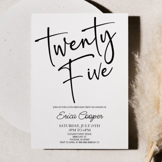 Vijfentwintig minimale elegante 25ste verjaardagsf kaart