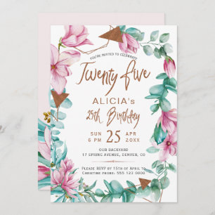 Vijfentwintig waterverf bloederige 25e verjaardag kaart