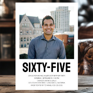 Vijfenzestig 65ste verjaardag vet type foto kaart
