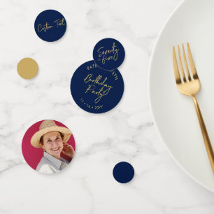 Vijfenzeventig Goud & Marineblauwe 75e Verjaardags Confetti