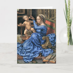 Vijftiende Eeuw Vlaams Madonna en Kind Feestdagen Kaart