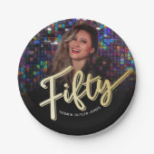 Vijftig 50e verjaardag aangepaste fotoscript goude papieren bordje (Voorkant)