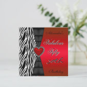 Vijftig 50e verjaardag Rode Zebra Wilde Black 2 Kaart (Staand voorkant)