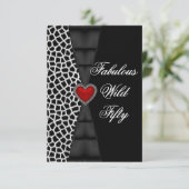 Vijftig 50e verjaardag Rode Zebra Wilde Black 4a Kaart (Staand voorkant)