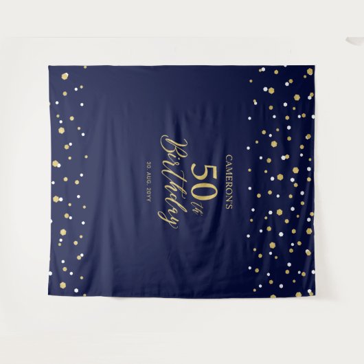 vijftig | 50e verjaardag van Gold & marine - achte Wandkleed (Voorkant (horizontaal))