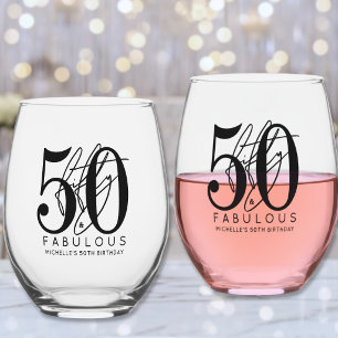Vijftig 50e verjaardag wijnglas zonder voet