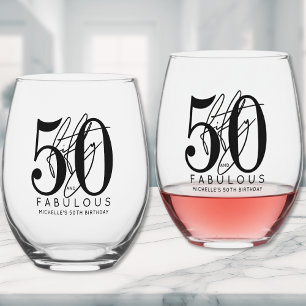 Vijftig 50e verjaardag wijnglas zonder voet