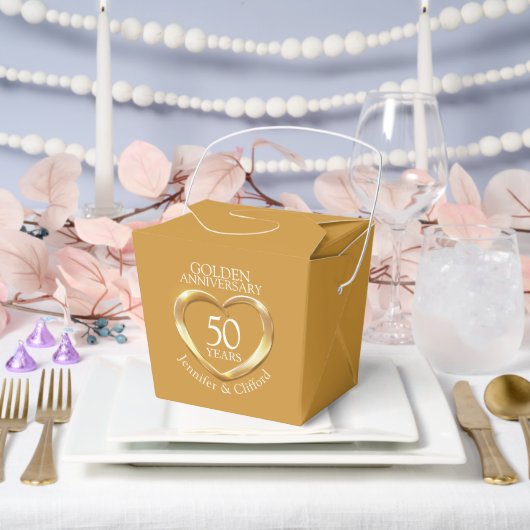 Vijftig 50ste hart gouden bruiloft jubileum gewoon bedankdoosjes (Huwelijk)