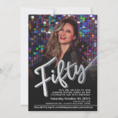 Vijftig 50ste verjaardag foto script zwart sliver kaart (Voorkant)