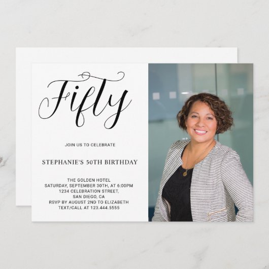 Vijftig aangepaste foto Modern 50ste verjaardagsfe Kaart (Voorkant / Achterkant)