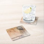 Vijftig Ballonsnaren | Foto 50ste verjaardagsfeest Vierkante Kartonnen Onderzetter (Insitu)