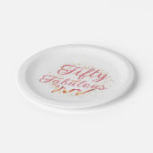 Vijftig en Fabulair roze, gouden Borden Papieren Bordje (Gekanteld)