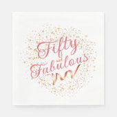 Vijftig en Fabulair roze, gouden sparkle Party Nap Servet (Voorkant)