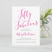 Vijftig en fabuleus script roze 50ste verjaardagsf kaart (Staand voorkant)