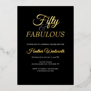 Vijftig en Fabulous 50e Verjaardag Elegant Folie Uitnodiging
