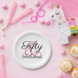 Vijftig en Fabulous 50ste Verjaardagsfeest Papieren Bordje