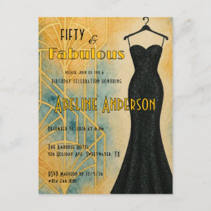 Vijftig en Fabulous Black Gold Art Deco 50ste verj Briefkaart