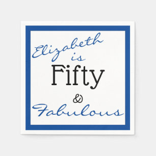 Vijftig en Fabulous Blue Birthday Personaliseren Servet
