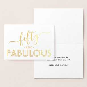 Vijftig en Fabulous Eenvoudige Stijlvolle Gelukkig Folie Kaarten