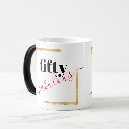 Vijftig en Fabulous Elegant 50th Birthday Magische Mok (Voorkant links)