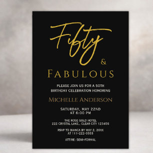 Vijftig en Fabulous Elegante Gouden Viering Kaart