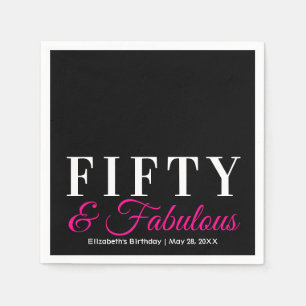 Vijftig en Fabulous Elegante Heet Roze 50ste Verja Servet