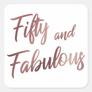 Vijftig en Fabulous Faux Roos Gold in modern scrip Vierkante Sticker