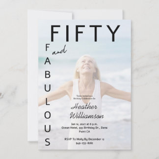 Vijftig en Fabulous Foto 50ste verjaardagsfeest Ui Kaart