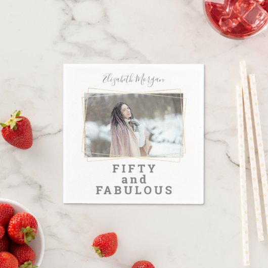 Vijftig en Fabulous Foto Moderne Verjaardag Servet (Insitu)