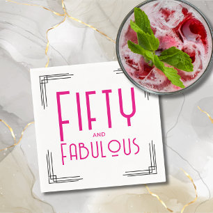 Vijftig en Fabulous Heet Roze Art Deco 50ste Verja Servet