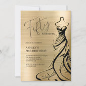 Vijftig en Fabulous Jurk Goud 50e Verjaardag Kaart (Voorkant)