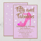 Vijftig en Fabulous Meisjesachtig Roze Goud Tekst Kaart (Voorkant / Achterkant)