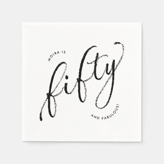 Vijftig en Fabulous Modern Wit 50ste verjaardag Servet (Voorkant)
