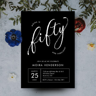Vijftig en Fabulous Modern Zwart 50ste verjaardag Kaart